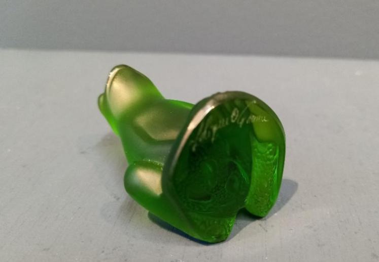 Lalique Dark Green Opalescent Frog - Image 6