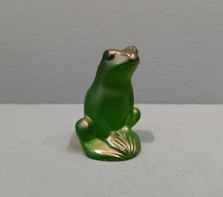 Lalique Dark Green Opalescent Frog - Image 1