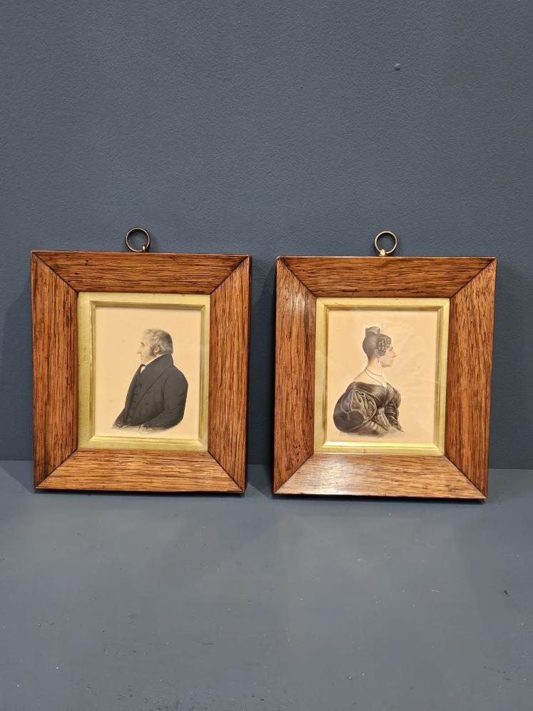 Pair of Early Victorian Rosewood Framed Miniature Portraits - Image 1