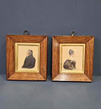 Pair of Early Victorian Rosewood Framed Miniature Portraits - Image