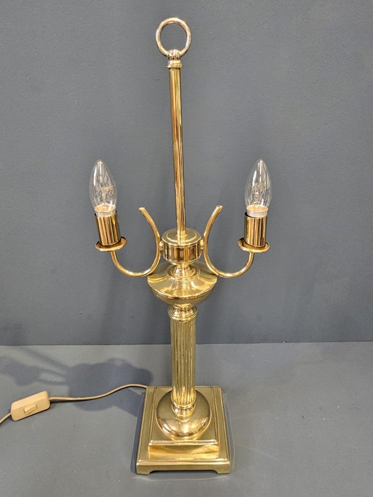 Edwardian Brass Two Arm Table Lamp - Image 7