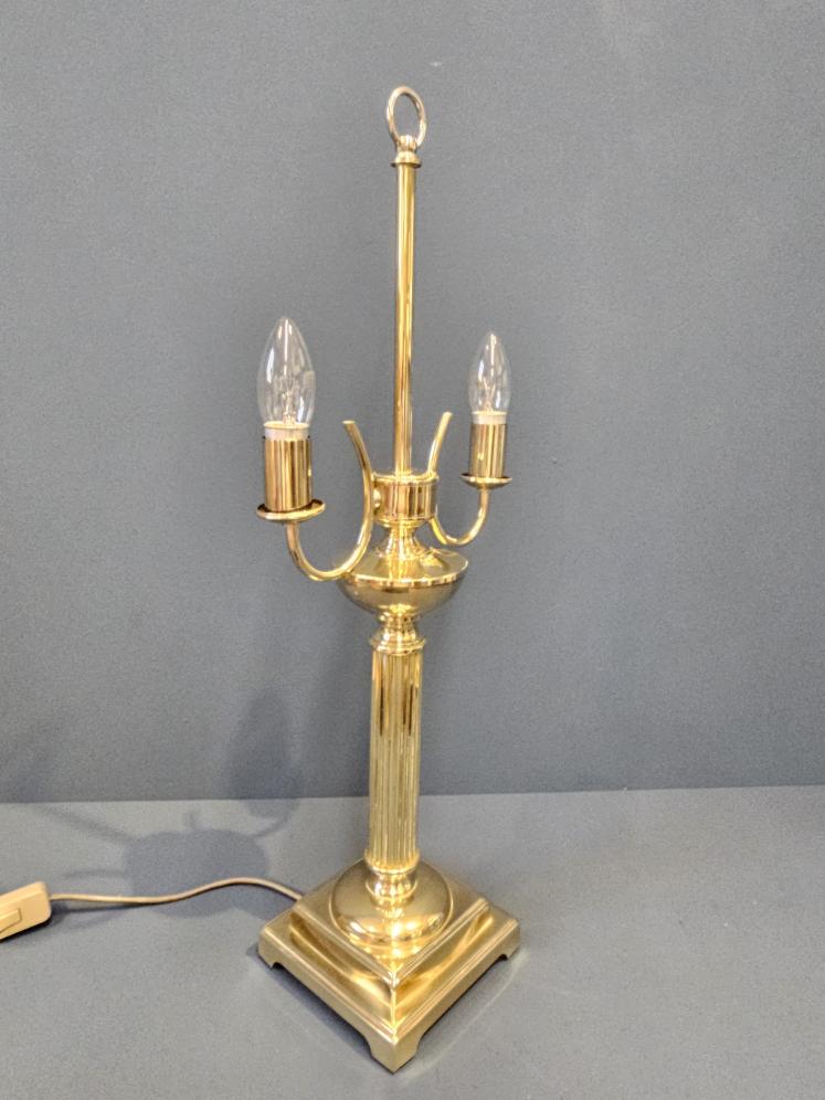 Edwardian Brass Two Arm Table Lamp - Image 5