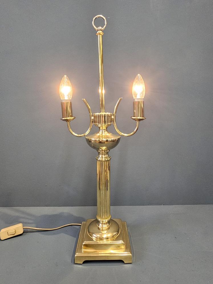 Edwardian Brass Two Arm Table Lamp - Image 2