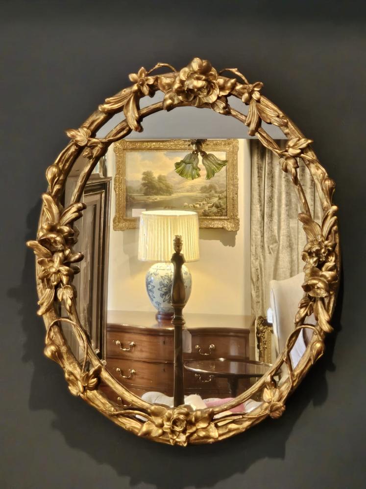 Victorian Timber Gilt Rose Vine Mirror - Image 7