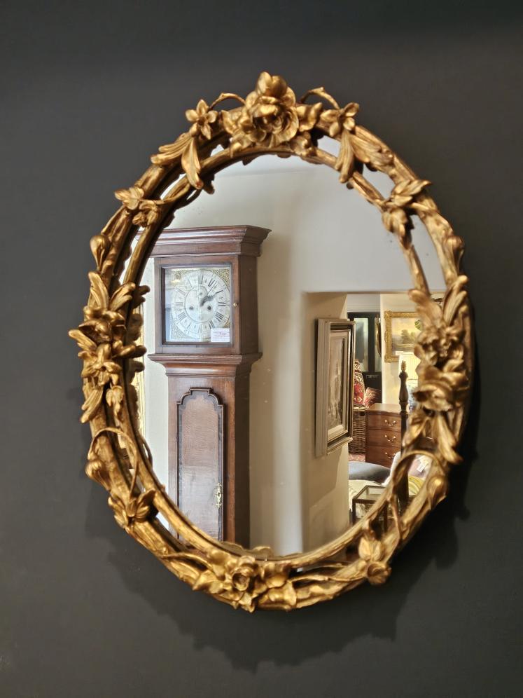 Victorian Timber Gilt Rose Vine Mirror - Image 3