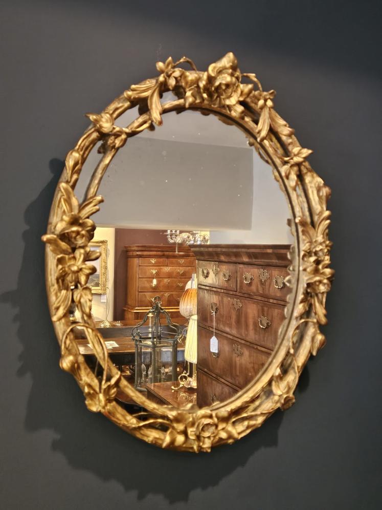 Victorian Timber Gilt Rose Vine Mirror - Image 1