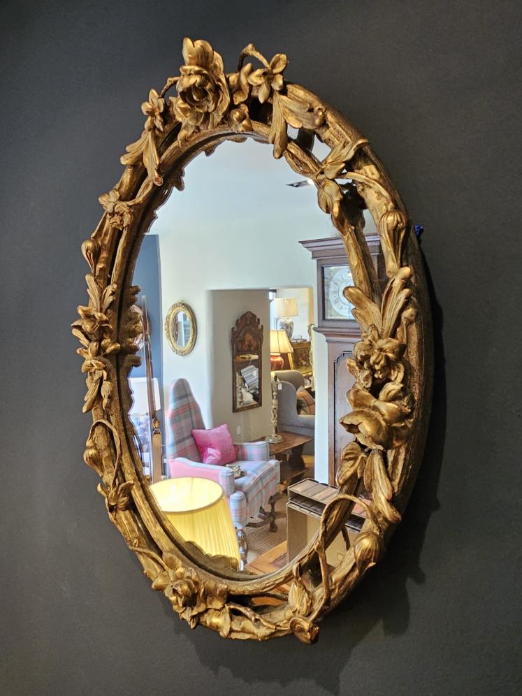 Victorian Timber Gilt Rose Vine Mirror - Image 2