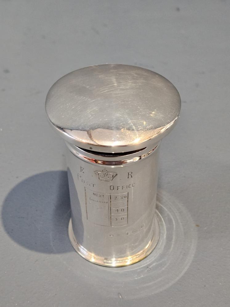 Rear Edwardian Silver Post Box Money Box - Image 3