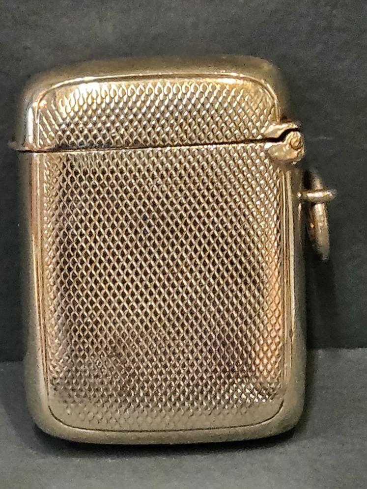 Engine Turned Silver Vesta Case with Inset Compass - Image 6