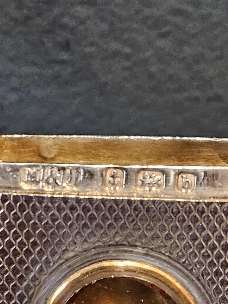 Engine Turned Silver Vesta Case with Inset Compass - Image 3