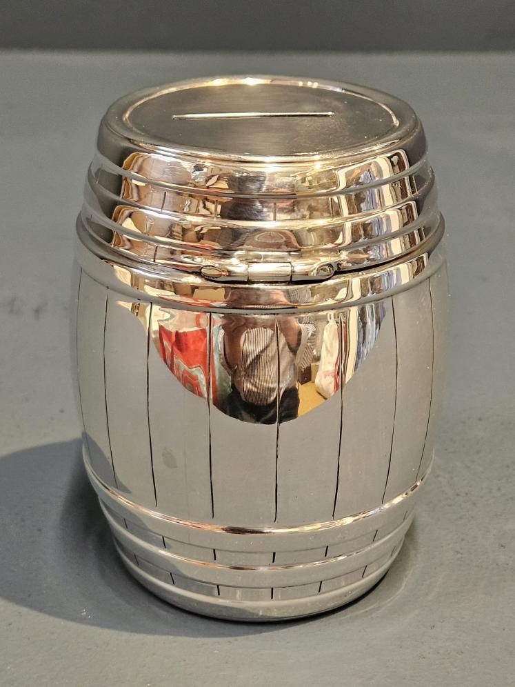 Large Edwardian Silver Barrel Money Box - Image 5