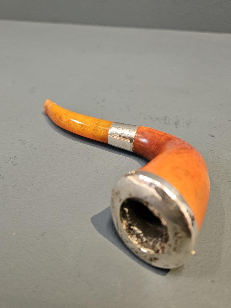 Edwardian Blumfeld's Briar Silver Mounted Pipe and Case - Image 3
