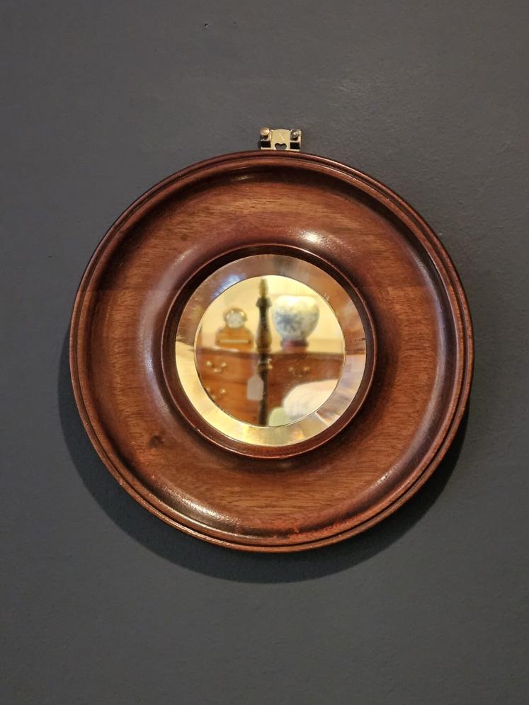 Small Victorian Circular Mahogany Framed Mirror  - Image 6