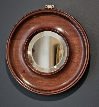 Small Victorian Circular Mahogany Framed Mirror  - Image