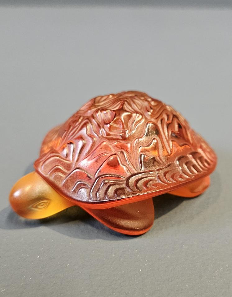 Small Lalique Amber Glass Turtle - Image 1