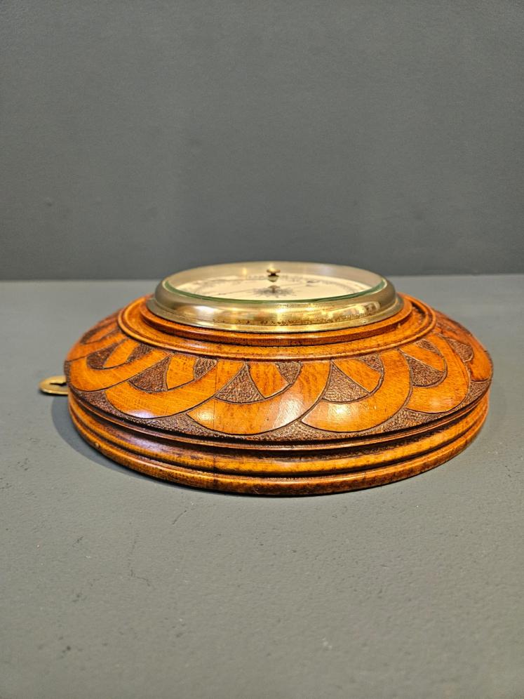 Victorian Turned Oak Cased Barometer  - Image 3
