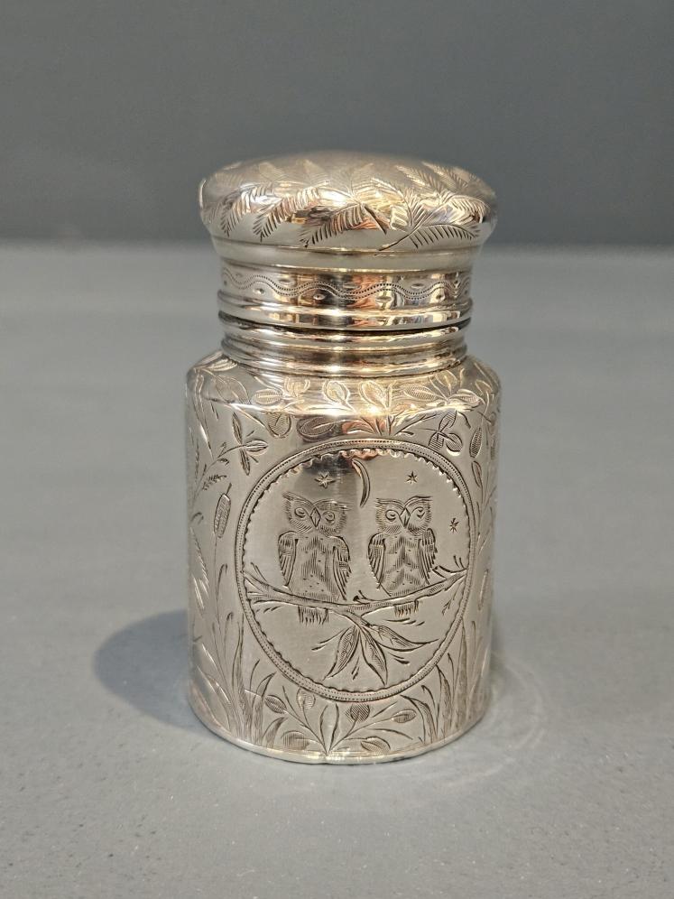 Superb Victorian Silver Owl Scent Bottle  - Image 1