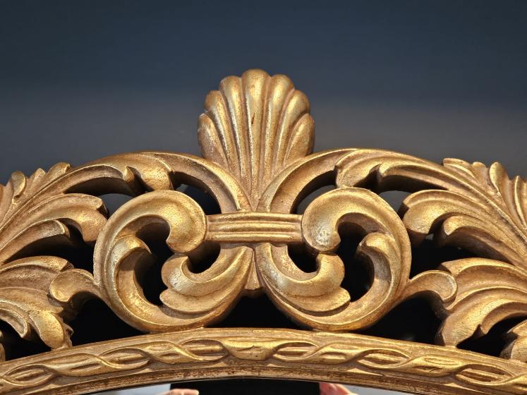 Large Carved Timber Gilt Oval Mirror  - Image 2