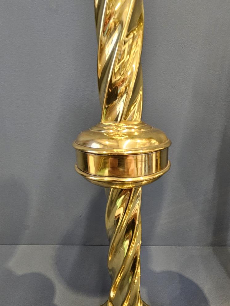 Pair of Large Victorian Brass Church Candlesticks - Image 6