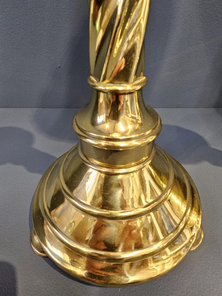 Pair of Large Victorian Brass Church Candlesticks - Image 4