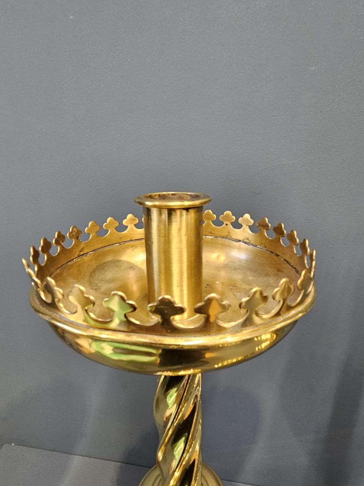 Pair of Large Victorian Brass Church Candlesticks - Image 3