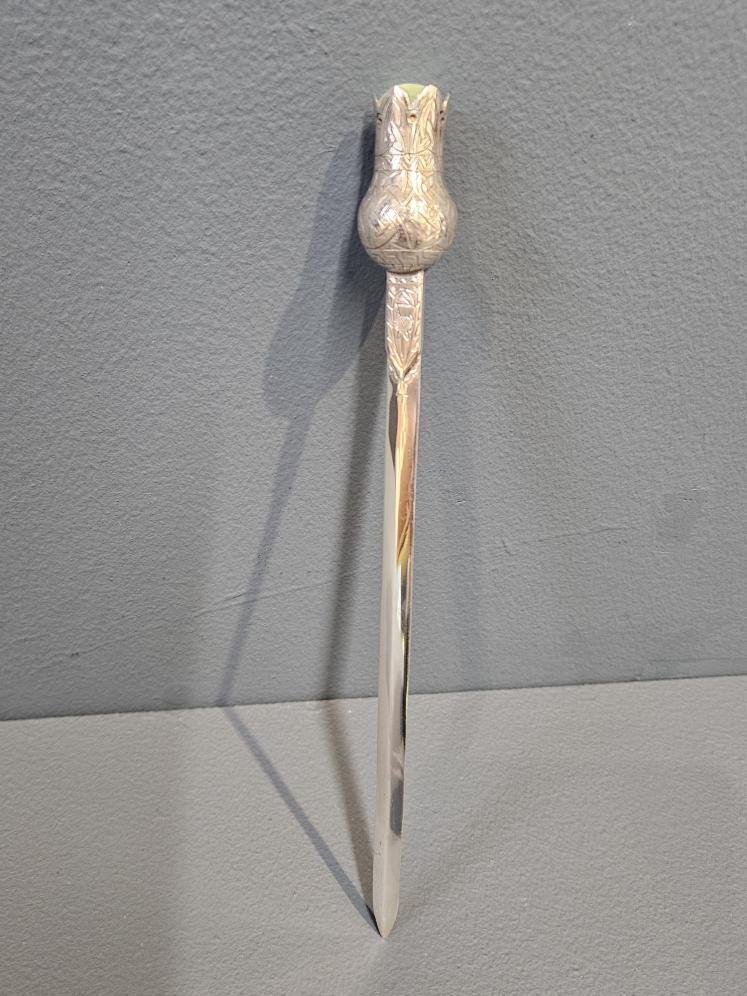 Superb Silver Thistle Top Paper Knife Set with a Moonstone - Image 1