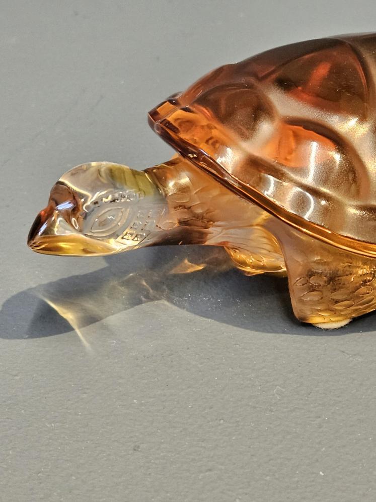 Large Lalique Opalescent Amber Turtle  - Image 4