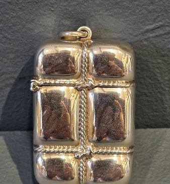 Unusual Victorian Silver Tied Parcel Vesta Case