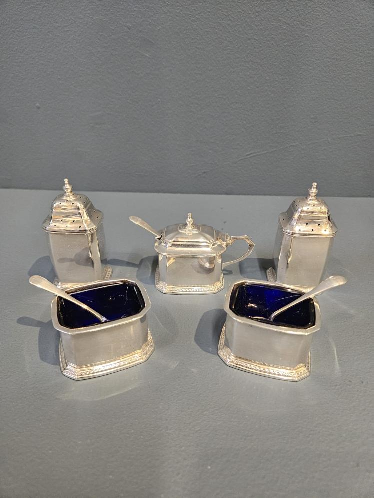 Goldsmith & Silversmith's 5 Piece Silver Cruet - Image 2