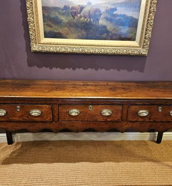 George II Elm Three Drawer Cabriole Leg Dresser - Image