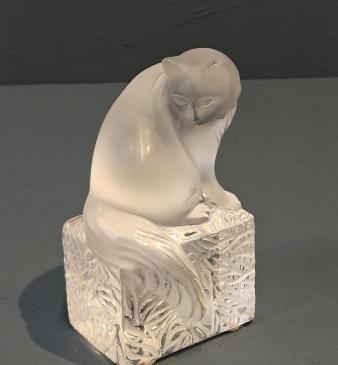 Lalique Cat on Pedestal - Image