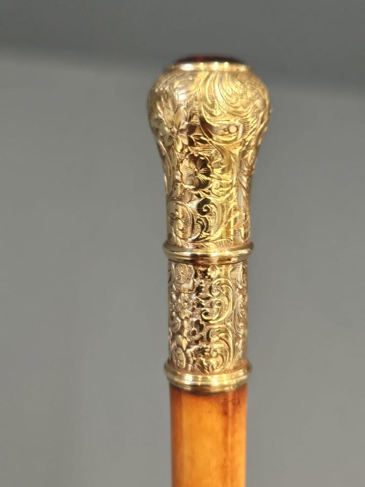 Victorian Swagger Stick with 15ct Gold Mount Inset with a Ruby - Image 4