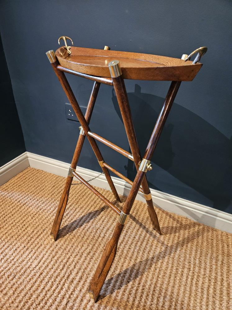 Late Victorian Boat and Oars Butlers Drinks Tray & Stand - Image 10