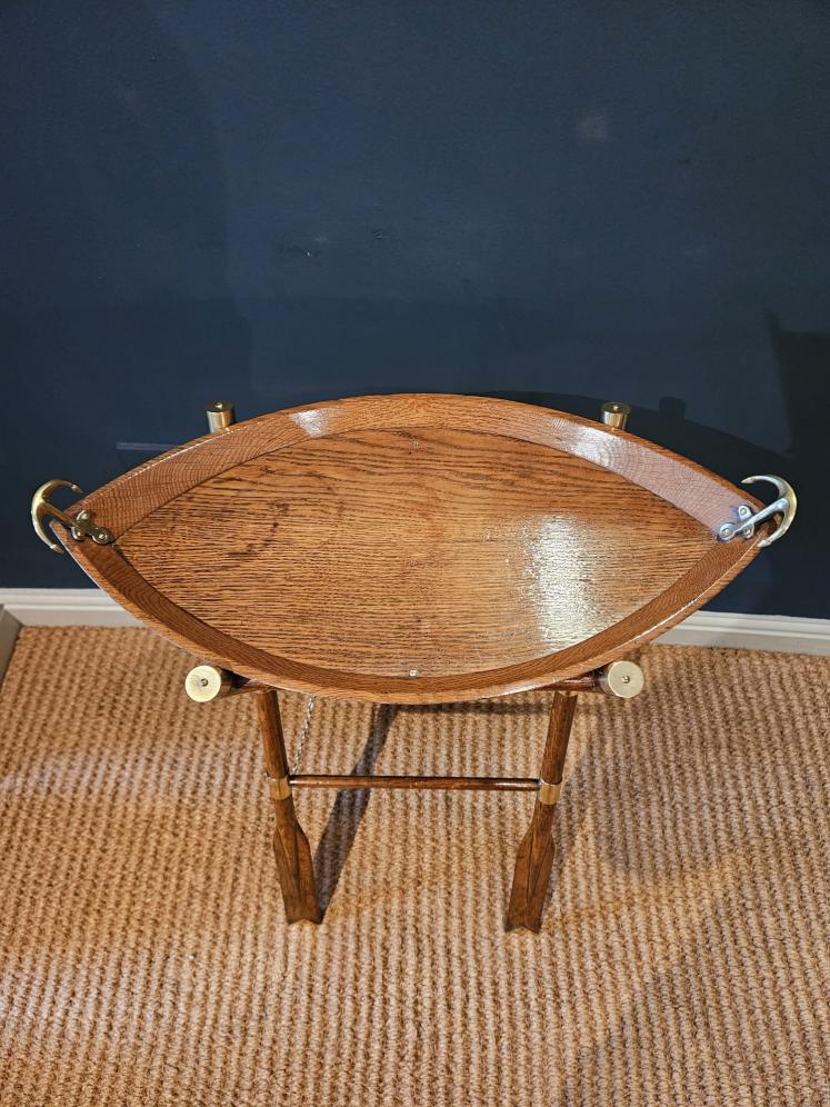 Late Victorian Boat and Oars Butlers Drinks Tray & Stand - Image 5