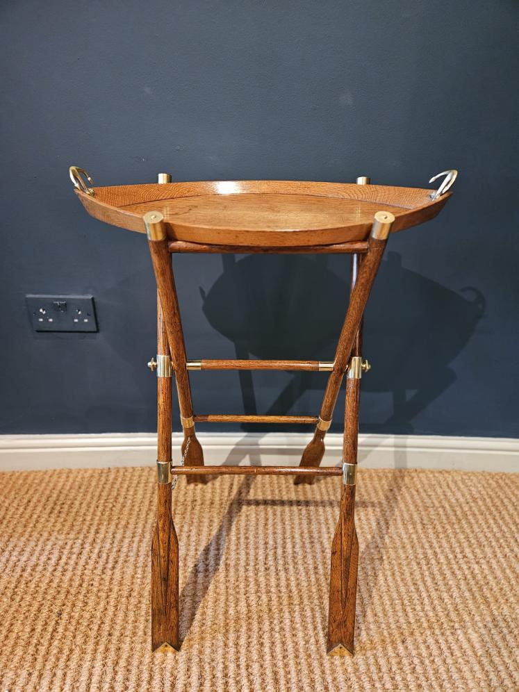 Late Victorian Boat and Oars Butlers Drinks Tray & Stand - Image 1