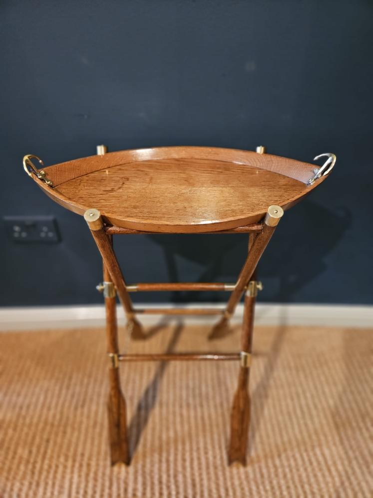 Late Victorian Boat and Oars Butlers Drinks Tray & Stand - Image 2