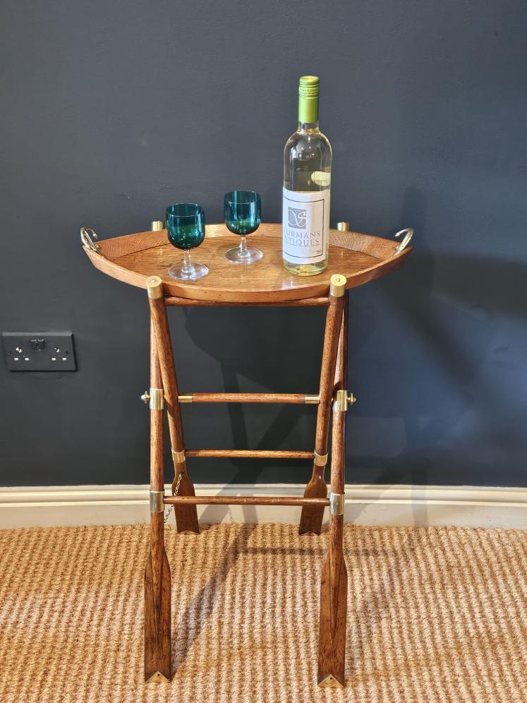 Late Victorian Boat and Oars Butlers Drinks Tray & Stand - Image 11
