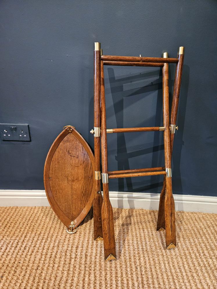 Late Victorian Boat and Oars Butlers Drinks Tray & Stand - Image 6