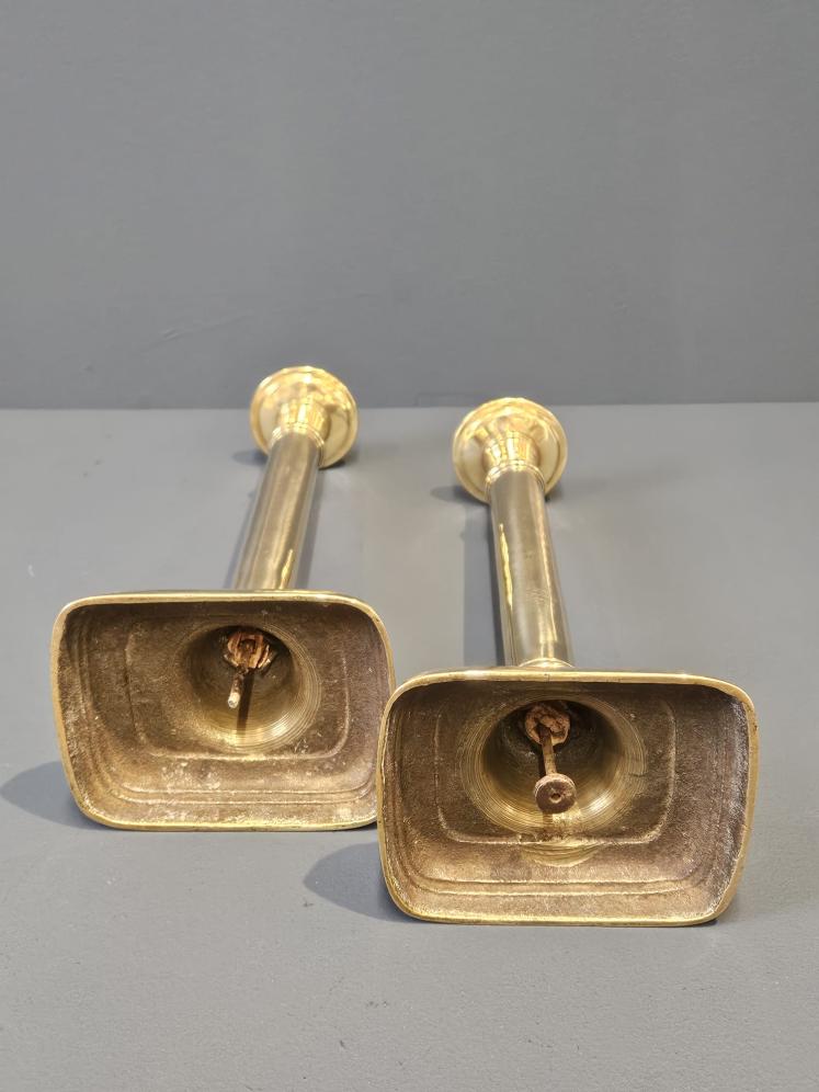 Pair of Tall George III Seemed Brass Candlesticks - Image 7