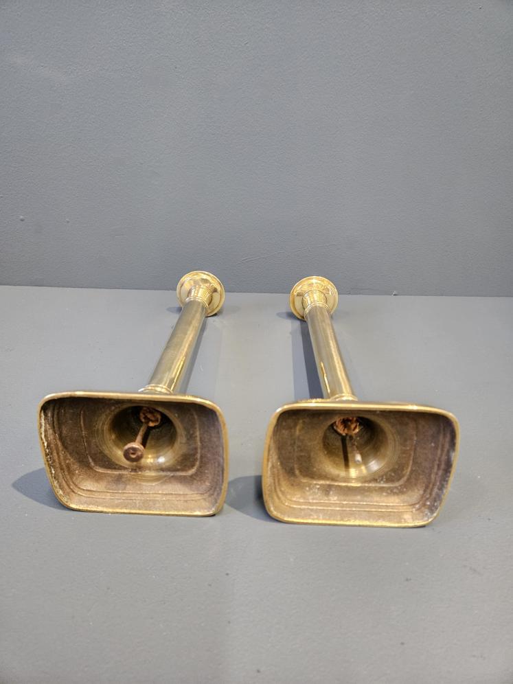 Pair of Tall George III Seemed Brass Candlesticks - Image 3