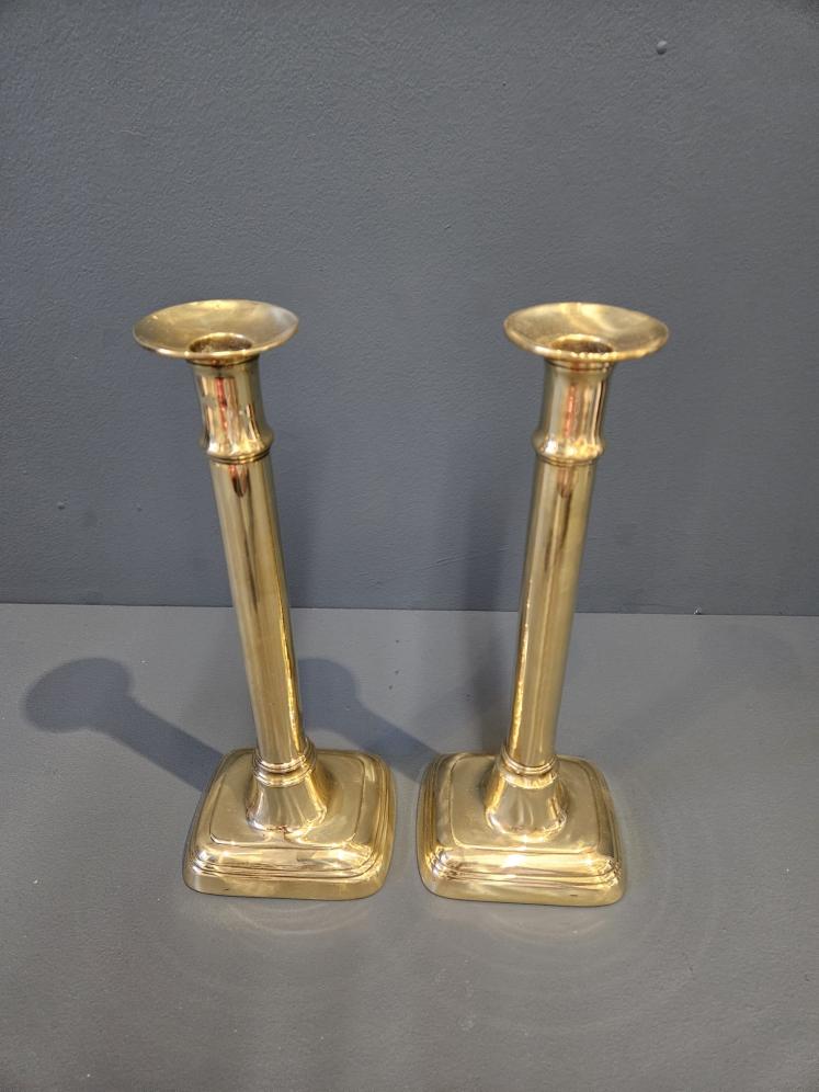 Pair of Tall George III Seemed Brass Candlesticks - Image 2