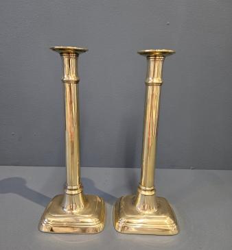 Pair of Tall George III Seemed Brass Candlesticks - Image