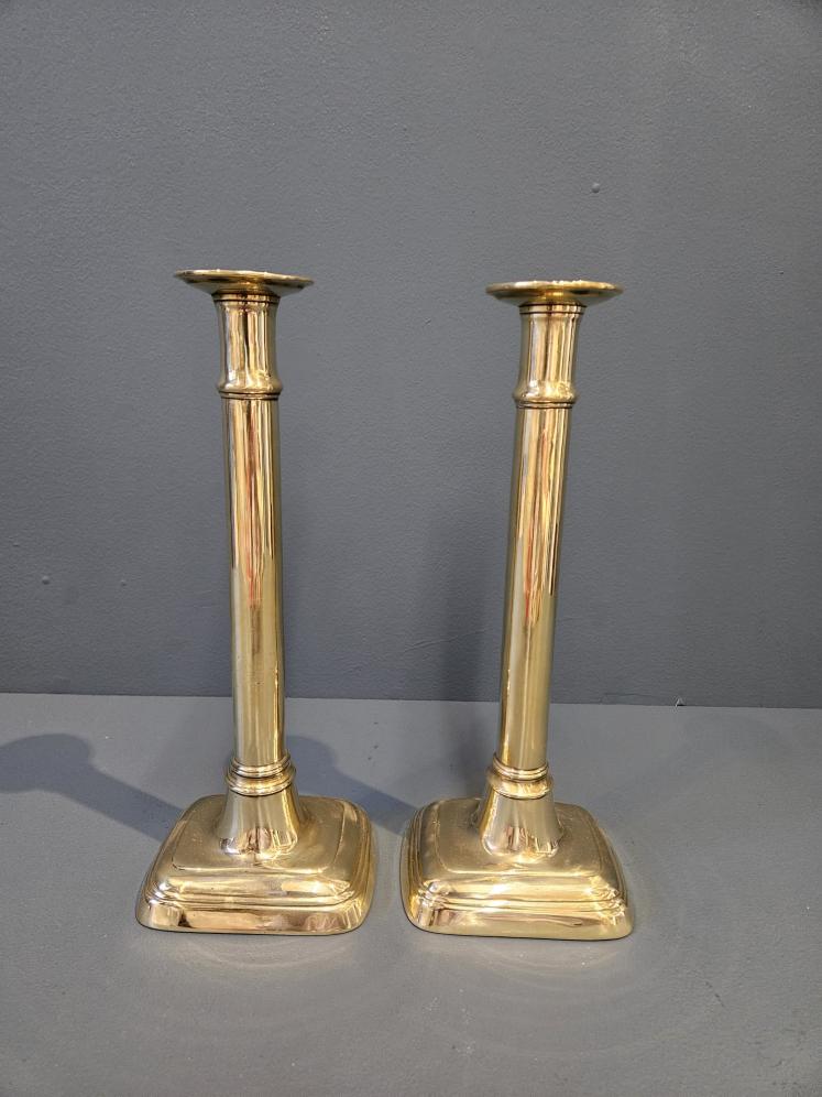 Pair of Tall George III Seemed Brass Candlesticks - Image 1
