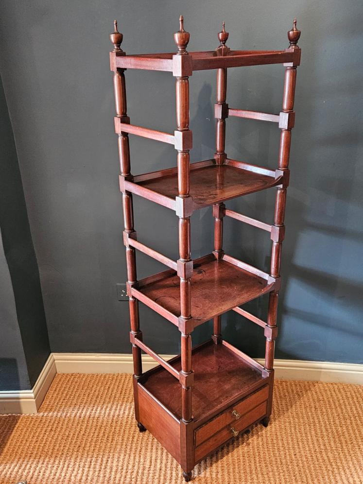 Regency Mahogany Four Tier What-Not Bookcase - Image 9