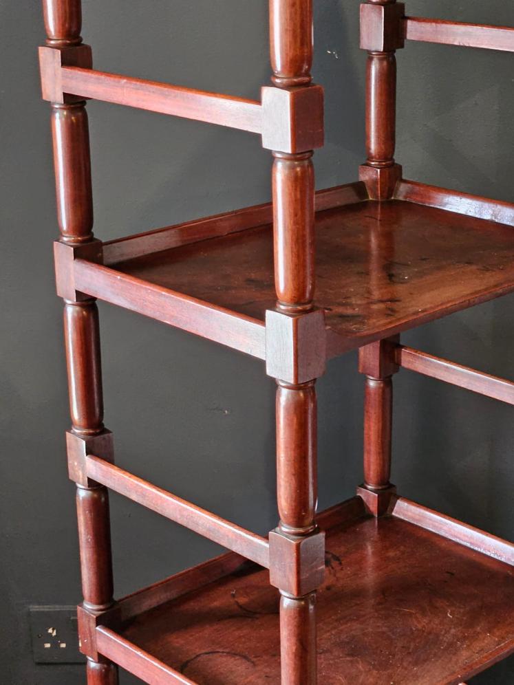Regency Mahogany Four Tier What-Not Bookcase - Image 8