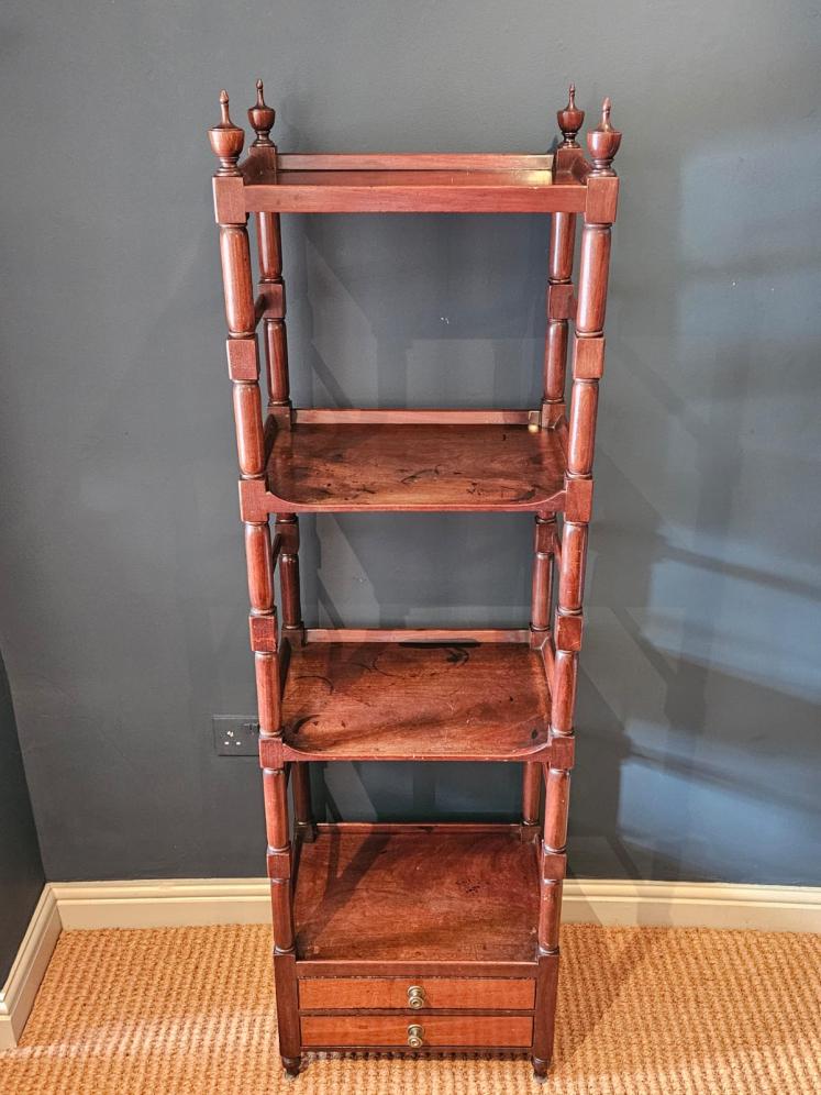 Regency Mahogany Four Tier What-Not Bookcase - Image 7