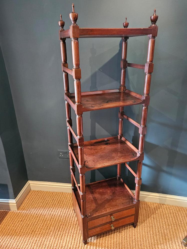 Regency Mahogany Four Tier What-Not Bookcase - Image 1