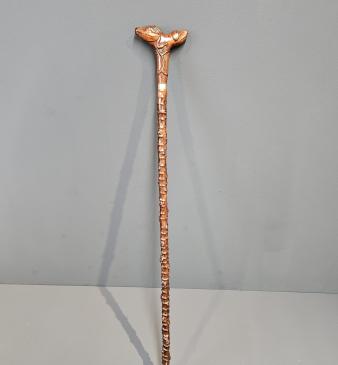 Edwardian Blackthorn Dog Head Walking Stick  - Image
