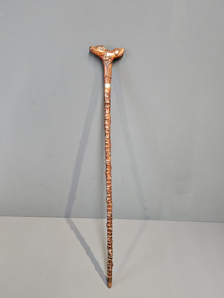 Edwardian Blackthorn Dog Head Walking Stick  - Image 1