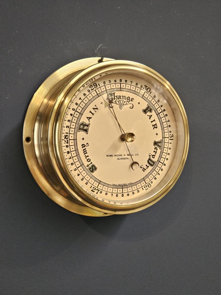 Quality Edwardian Brass Bulk Head Barometer  - Image 6